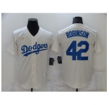 Men's Los Angeles Dodgers #42 Jackie Robinson Cream Nike Game Throwback Jersey