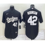 Men's Los Angeles Dodgers #42 Jackie Robinson Number Black Turn Back The Clock Stitched Cool Base Jersey