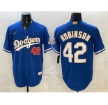 Men's Los Angeles Dodgers #42 Jackie Robinson Royal 2026 Alternate Gold Collection Stadium Stitched Baseball Jersey