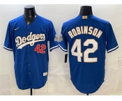 Men's Los Angeles Dodgers #42 Jackie Robinson Royal 2026 Alternate Gold Collection Stadium Stitched Baseball Jersey