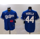 Men's Los Angeles Dodgers #44 Vicente Padilla Number Blue Cool Base Stitched Jersey