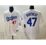 Men's Los Angeles Dodgers #47 Ben Rortvedt White Home Cool Base Stitched Baseball Jersey