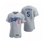 Men's Los Angeles Dodgers #5 Corey Seager Nike Gray Authentic 2020 Alternate Jersey