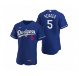 Men's Los Angeles Dodgers #5 Corey Seager Nike Royal Authentic 2020 Alternate Jersey