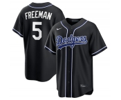 Men's Los Angeles Dodgers #5 Freddie Freeman 2026 Black Out Stitched Baseball Jersey