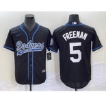 Men's Los Angeles Dodgers #5 Freddie Freeman Black Cool Base Stitched Baseball Jersey1