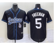 Men's Los Angeles Dodgers #5 Freddie Freeman Black Cool Base Stitched Baseball Jersey