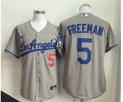 Men's Los Angeles Dodgers #5 Freddie Freeman Gray Cool Base Stitched Baseball Jersey