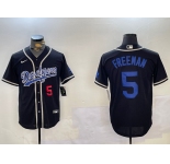 Men's Los Angeles Dodgers #5 Freddie Freeman Number Black Cool Base Jerseys