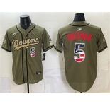 Men's Los Angeles Dodgers #5 Freddie Freeman Olive 2026 Armed Forces Day 250 Fourth of July Stitched Baseball Jersey