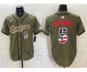 Men's Los Angeles Dodgers #5 Freddie Freeman Olive 2026 Armed Forces Day 250 Fourth of July Stitched Baseball Jersey