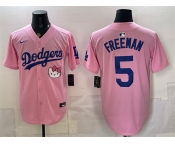 Men's Los Angeles Dodgers #5 Freddie Freeman Pink 2025 Hello Kitty Vapor Limited Stitched Baseball Jersey