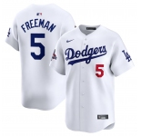 Men's Los Angeles Dodgers #5 Freddie Freeman White 2024 World Series Champions Home Limited Stitched Baseball Jersey