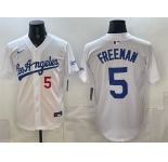 Men's Los Angeles Dodgers #5 Freddie Freeman White Alternate Stadium Stitched Baseball Jersey