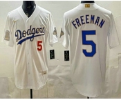 Men's Los Angeles Dodgers #5 Freddie Freeman White Gold World Series Champions Collection Limited Jersey