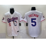 Men's Los Angeles Dodgers #5 Freddie Freeman White Hello Kitty Night 2025 World Series Champions Patch Stitched Baseball Jersey