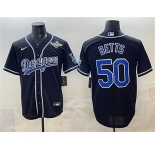 Men's Los Angeles Dodgers #50 Mookie Betts Black Fashion 2025 World Series Cool Base Stitched Baseball Jersey