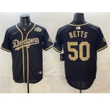 Men's Los Angeles Dodgers #50 Mookie Betts Black Military Appreciation Game Day Stitched Baseball Jersey