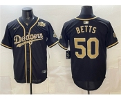 Men's Los Angeles Dodgers #50 Mookie Betts Black Military Appreciation Game Day Stitched Baseball Jersey