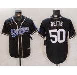 Men's Los Angeles Dodgers #50 Mookie Betts Black White Cool Base Stitched Jersey