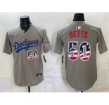 Men's Los Angeles Dodgers #50 Mookie Betts Gray 250 Fourth of July Road Stitched Baseball Jersey