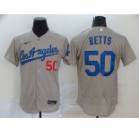 Men's Los Angeles Dodgers #50 Mookie Betts Grey Flexbase Authentic Collection Baseball Jersey
