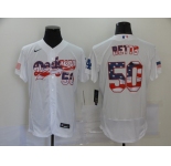 Men's Los Angeles Dodgers #50 Mookie Betts Nike White USA Flag Fashion Flex Base Authentic Baseball Jersey
