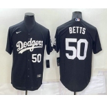 Men's Los Angeles Dodgers #50 Mookie Betts Number Black Turn Back The Clock Stitched Cool Base Jersey
