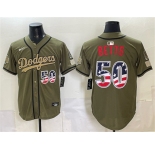 Men's Los Angeles Dodgers #50 Mookie Betts Olive 2026 Armed Forces Day 250 Fourth of July Stitched Baseball Jersey