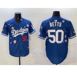 Men's Los Angeles Dodgers #50 Mookie Betts Royal 2025 Tokyo Series Limited Stitched Baseball Jersey