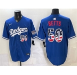 Men's Los Angeles Dodgers #50 Mookie Betts Royal 250 Fourth of July Stitched Baseball Jersey