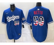 Men's Los Angeles Dodgers #50 Mookie Betts Royal 250 Fourth of July Stitched Baseball Jersey