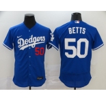 Men's Los Angeles Dodgers #50 Mookie Betts Royal Blue Flexbase Authentic Collection Baseball Jersey