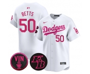 Men's Los Angeles Dodgers #50 Mookie Betts White 2026 Mother’s Day Vapor Premier Limited Stitched Baseball Jersey