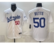 Men's Los Angeles Dodgers #50 Mookie Betts White Alternate Stadium Stitched Baseball Jersey