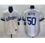 Men's Los Angeles Dodgers #50 Mookie Betts White City Connect Cool Base Stitched Jersey