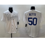 Men's Los Angeles Dodgers #50 Mookie Betts White Fashion Cool Base Stitched Baseball Jersey