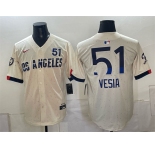 Men's Los Angeles Dodgers #51 Alex Vesia Cream 2024 City Connect Limited Stitched Baseball Jersey