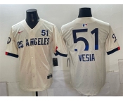 Men's Los Angeles Dodgers #51 Alex Vesia Cream 2024 City Connect Limited Stitched Baseball Jersey