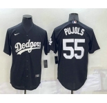 Men's Los Angeles Dodgers #55 Albert Pujols Black Turn Back The Clock Stitched Cool Base Jersey