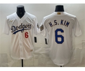 Men's Los Angeles Dodgers #6 H.S.Kim White 2026 Gold Collection Stadium Stitched Baseball Jersey