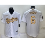 Men's Los Angeles Dodgers #6 Trea Turner White 2022 All Star Stitched Cool Base Nike Jersey