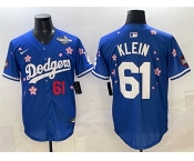Men's Los Angeles Dodgers #61 Will Klein Royal 2025 World Series Patch Tokyo Series Limited Stitched Baseball Jersey