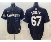 Men's Los Angeles Dodgers #67 Vin Scully Black 2025 World Series Champions Patch 'Gothic Edition' Vapor Premier Limited Stitched Baseball Jersey