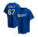 Men's Los Angeles Dodgers #67 Vin Scully Blue Stitched MLB Cool Base Nike Jersey