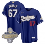 Men's Los Angeles Dodgers #67 Vin Scully Royal 2026 Alternate Gold Collection Stadium Stitched Baseball Jersey