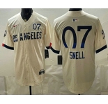 Men's Los Angeles Dodgers #7 Blake Snell Cream 2024 City Connect Limited Stitched Jersey