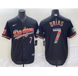 Mens Los Angeles Dodgers #7 Julio Ur铆as Black Mexico Cool Base Stitched Jersey
