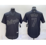 Men's Los Angeles Dodgers #7 Julio Urias Black Pullover Turn Back The Clock Stitched Cool Base Jersey