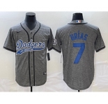 Men's Los Angeles Dodgers #7 Julio Urias Grey Gridiron Cool Base Stitched Baseball Jersey